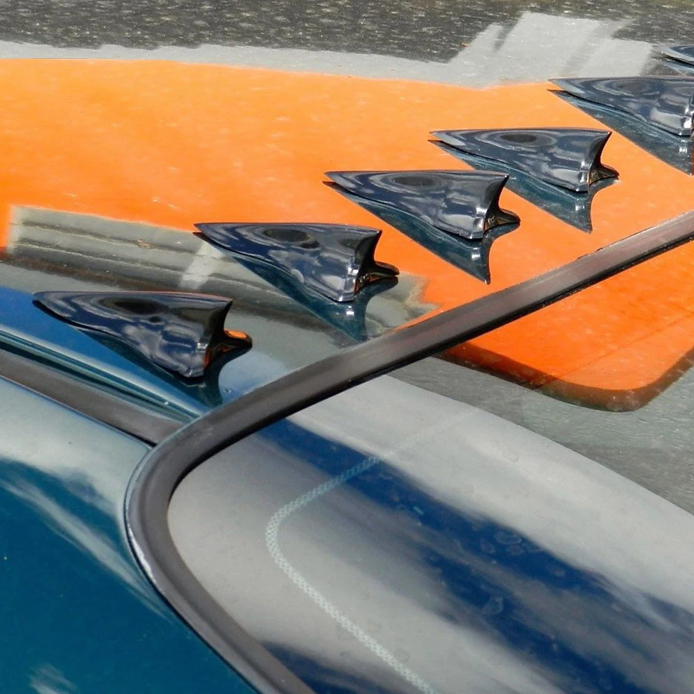 

10 Pcs Rear Roof Spoiler Black/Carbon Fiber ABS with Sticker Strip Shark Fin Diffuser Vortex Generator Auto Accessories