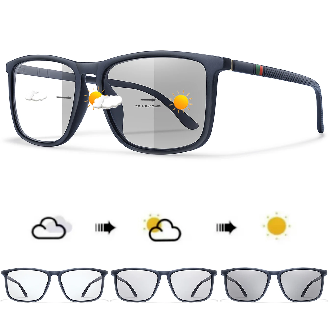 Lunettes de soleil photochromiques vintage carrées pour cyclisme pêche conduite - Protection UV400 luxe