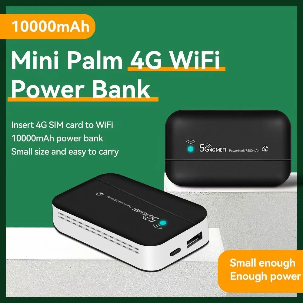 Mobile Hotspot Device With Power Charger For Global Travel 4G Router With 10000mah Charging Battery No Roaming Fee Built In Sim Card Travel Portable Wifi Hotspot Power Bank Mobile Wifi 100gb For Usa