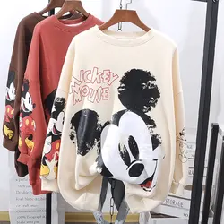 New Sweatshirts Hoodies Women Autumn Mickey Mouse Cartoon Print Tops Long Sleeve Lady Hoodies Tees Hot Sweatshirts