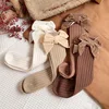 1 Pairs Baby Girls Socks Velvet Bows Knee High Long Soft Cotton Todders Socks Children Princess Spring Autumn Tube Socks 2