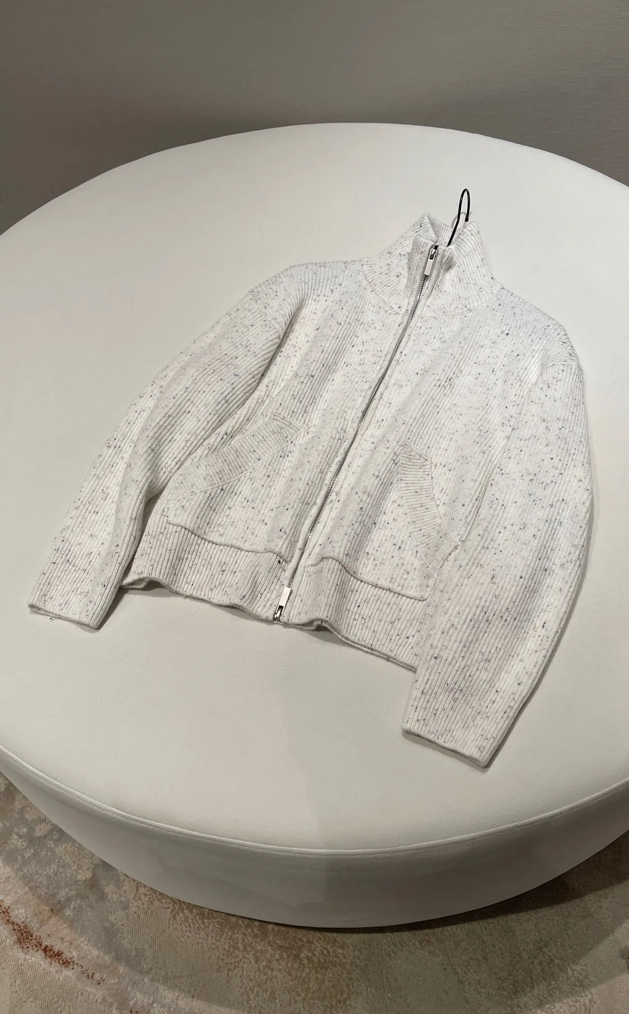 

Collar zipper cashmere cardigan casual versatile fashion 2024 fall new 1124
