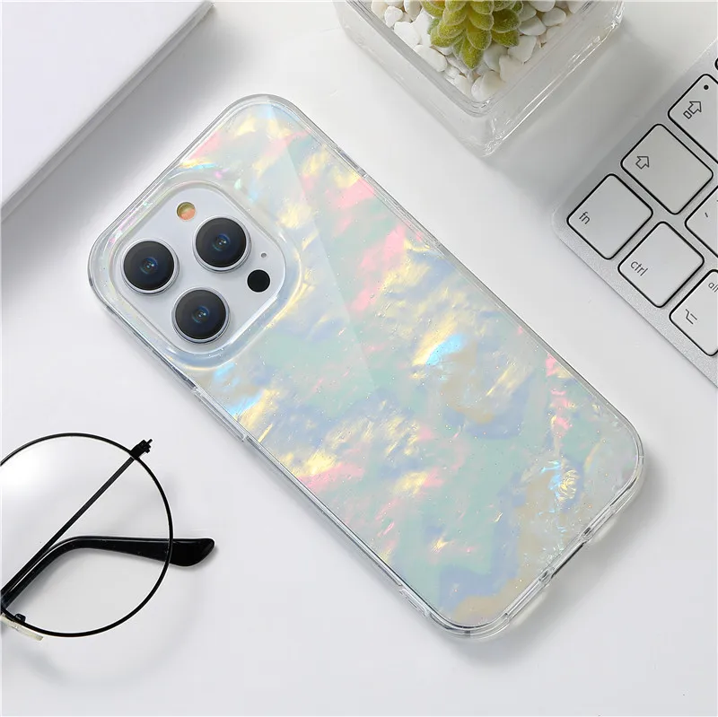 

Personalized Glitter Phone Case for iPhone, Dazzling Shell Pattern, Protective Cover Cool For iPhone 12 Pro Max, 14 Pro Max Plus