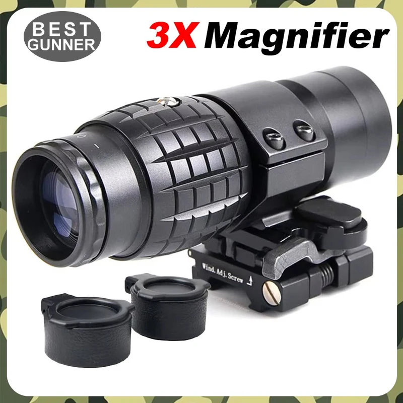 Tactical 3x30mm 3X Magnifier Metal Optics Scope Sight with 20mm Flip To Side Mount with Quick-detach Lever for Outdoor Hunting tactical magnifier scope rifle scope