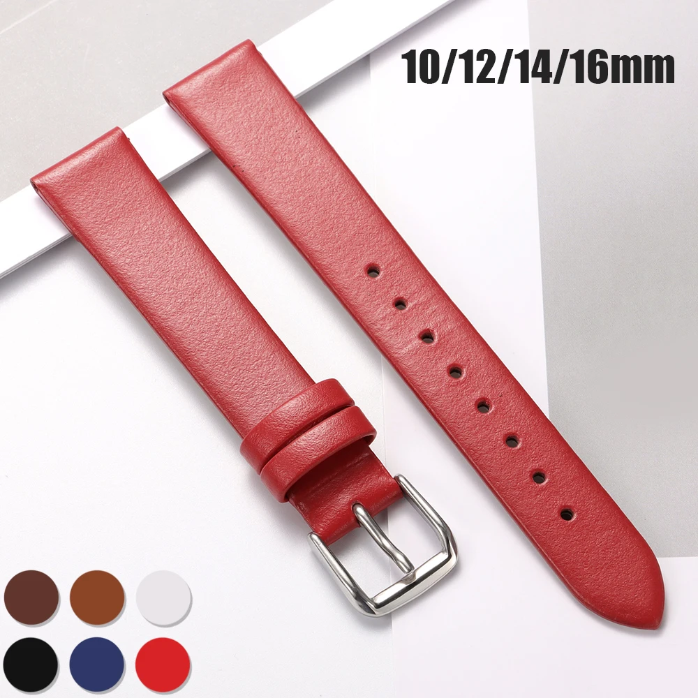 Elegant Cowhide Leather Watch Band - Thin, Smooth, and Waterproof Strap