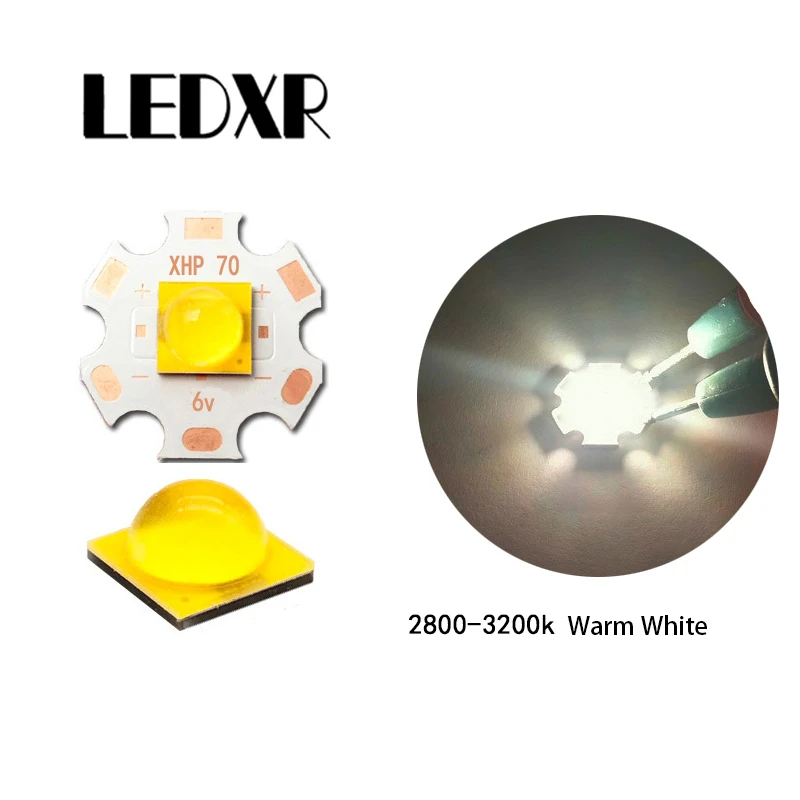 LED Flashlight XHP70 high-power 7070 ceramic 20/36W DC3V6V12V white light warm white blue light headlight searchlight maintenace