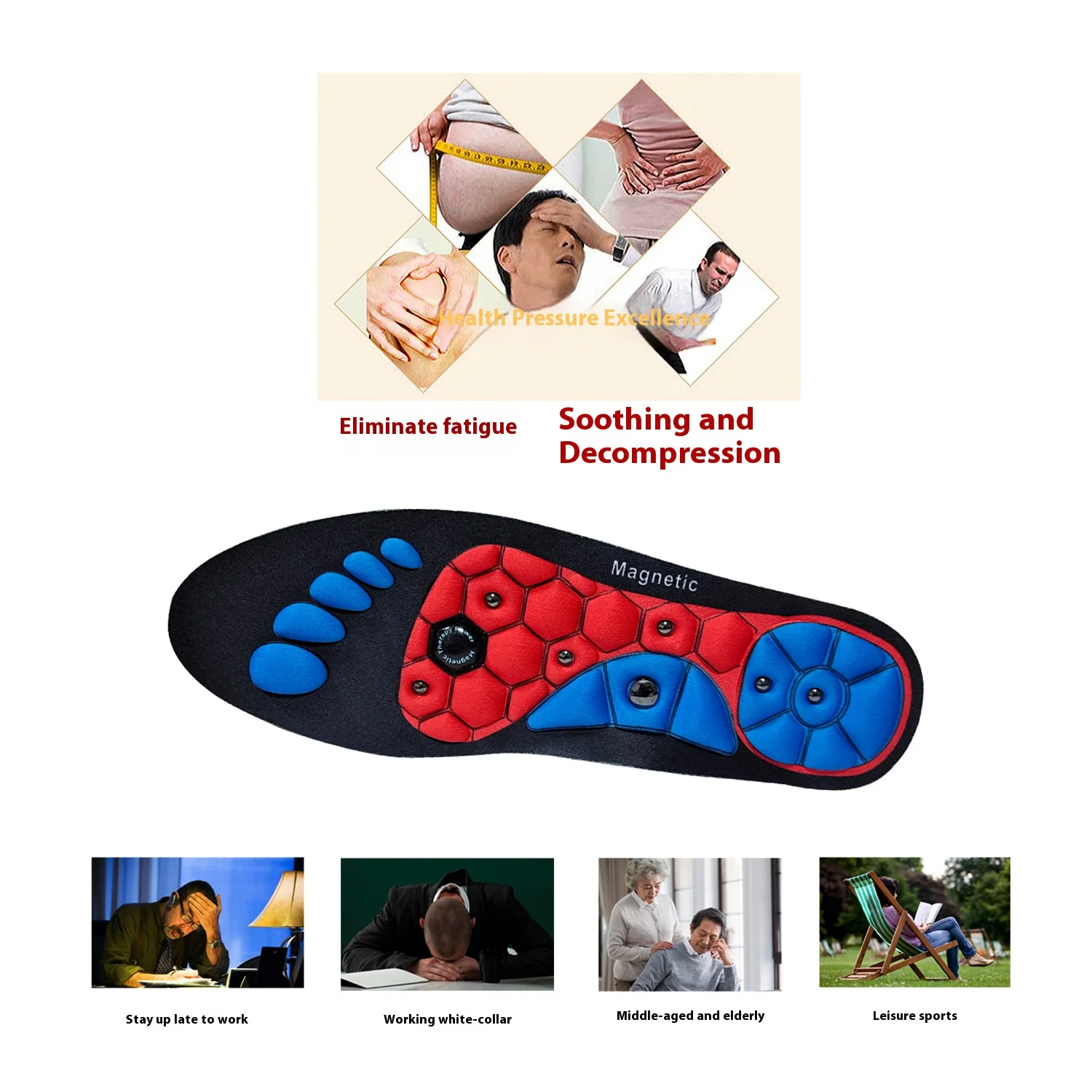 Acupressure Foot Insoles Magnetic Massage Foot Therapy