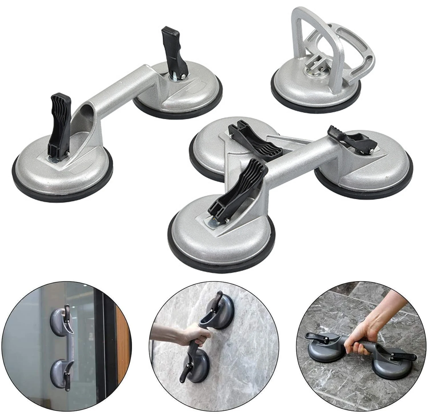 Aluminum Alloy Suction Cup Single/Double/Triple Claws Vacuum Lifter Car Repair Tools Glass Tile Sucker Tile Suction Cup Lifter