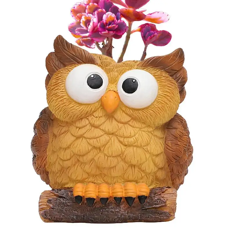 

Owl Planters for Succulents Resin Flower Holder Pot with Drainage Home Garden Pots Decor Creative Cartoon Plant Lover Pot