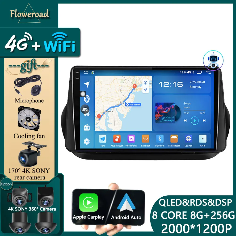 9 Pollici Carplay 4G Per Fiat Fiorino Qubo 2008 -2017 Autoradio Autoradio Lettore Multimediale Android 12 Navigazione Gps Monitor Stereo
