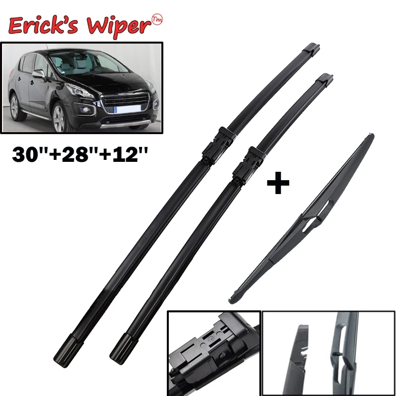 Erick's Wiper LHD Front & Rear Wiper Blades Set For Peugeot 3008 MK1 2008 - 2016 Windshield Windscreen Window Brushes 30"28"12"