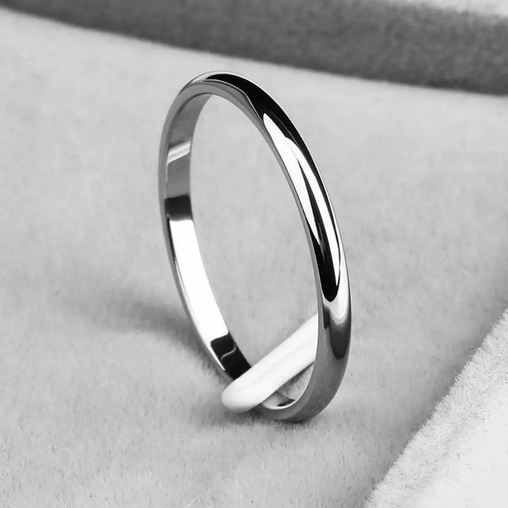 

2mm Thin Stackable Ring Stainless Steel Plain Band For Women Girl Elegant Simple Style Finger Knuckle Rings Jewelry Size 3-10