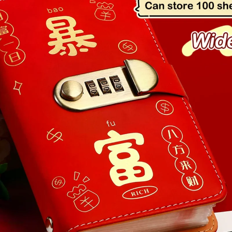 100 Envelopes Money Saving Challeng Binder Reusable Savings Money Challenge Notebook Budget Book PU Sheets With Password Lock