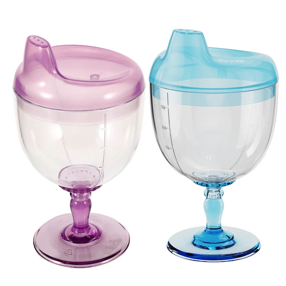 2Pcs 180Ml 투명 플라스틱 용 컵 생생한 색상 어린이 친화적인 크기 주스 마시는 컵용 흘림 방지 디자인