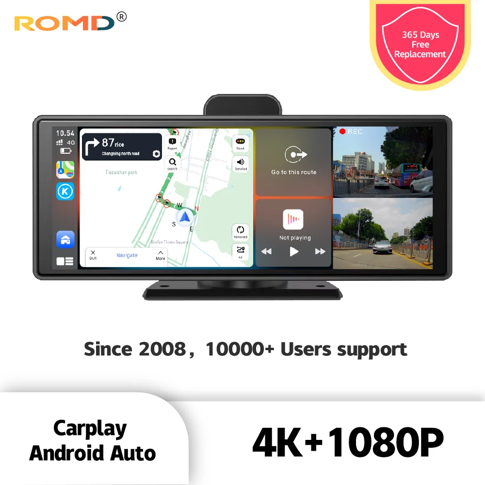 R9 Mirror Dashcam - Dual-lens 4K Dashcam wireless CarPlay