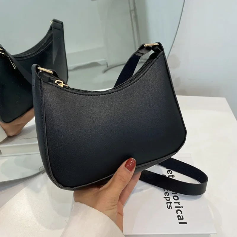 Fashion Handbag New Retro Solid Color PU Leather Shoulder Underarm Bag Women's Casual Hobos Purses and Handbags Ladies Hand Bags 7