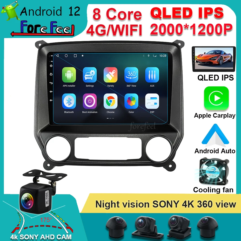 Reproductor Multimedia con Android 12 y navegación GPS para Chevrolet, autorradio estéreo con