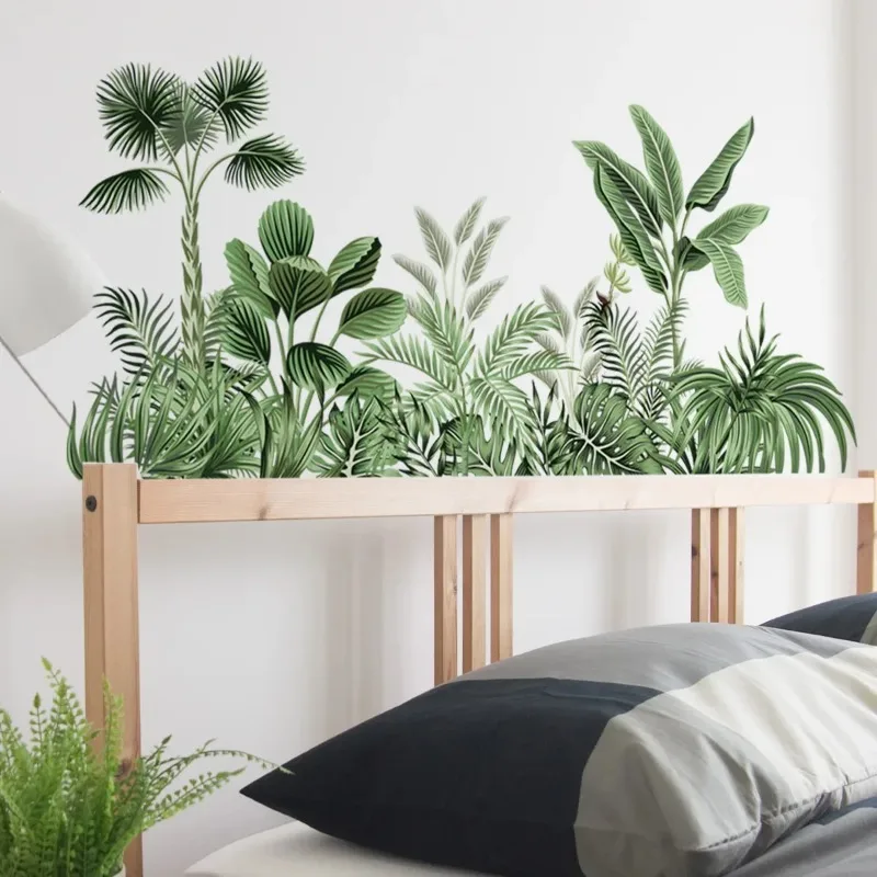 Tropical Leaves Palm Leaves Green Plants Wall Stickers for Living Room Bedroom Home Decorative Stickers Home Decor Pvc