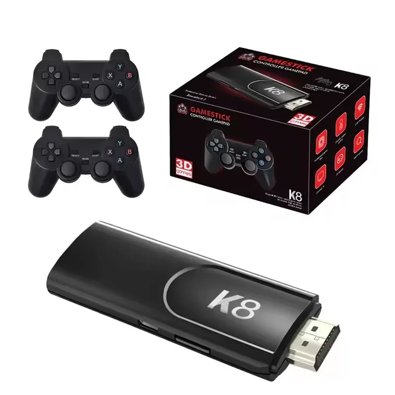 Video Game Console K8 Game Stick with Dual 2.4G Wireless Gamepad Support 4K HD Output Portable Classic