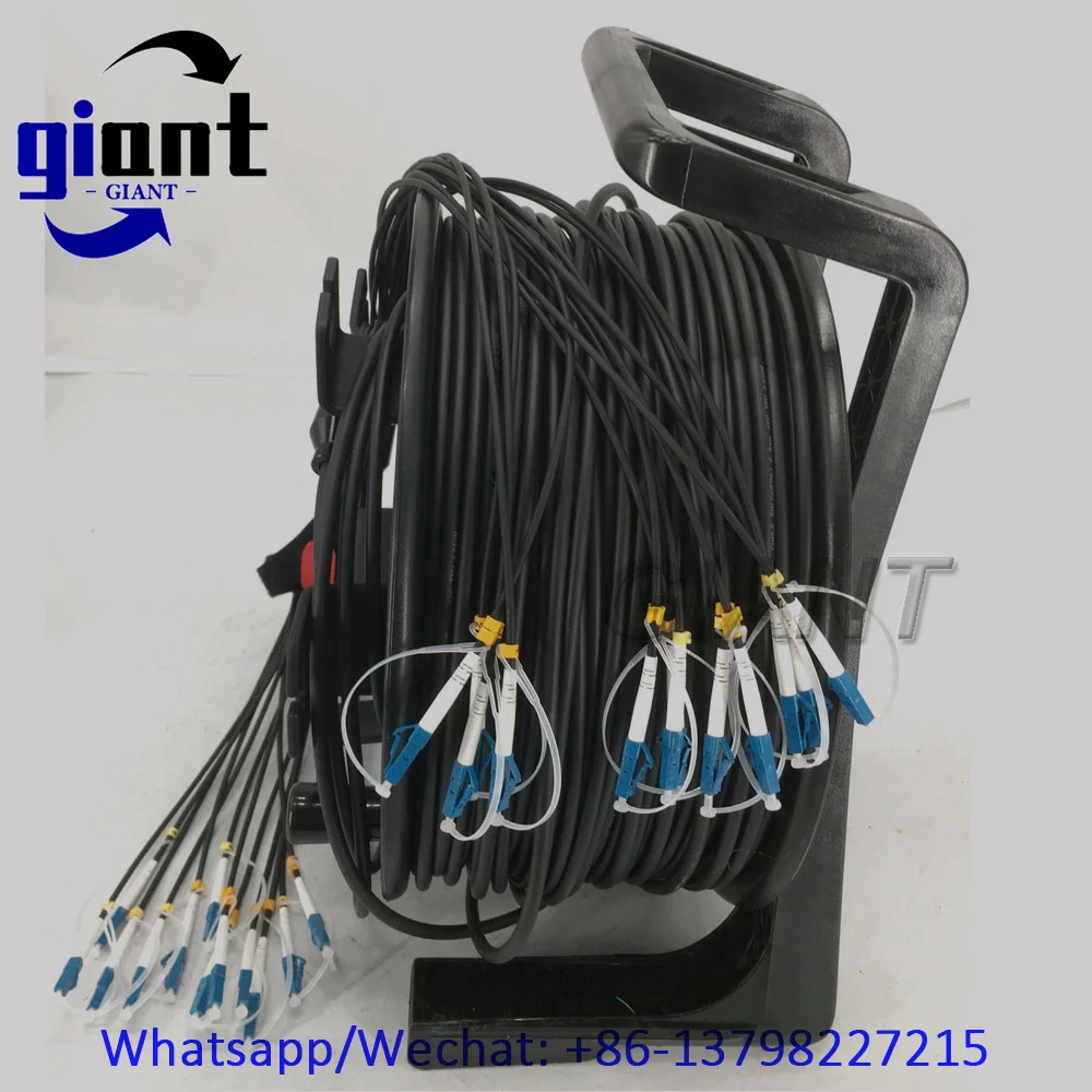 SM,12C,G657A1,TPU 블랙 아머드 케이블, 직경:6.0mm, LC/UPC-LC/UPC 100M/150M 광섬유 패치 코드 릴 포함 PCD310