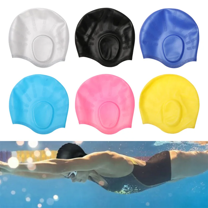 

Adults High Elastic Swimming Caps Men Women Waterproof Swimming Pool Cap Protect Ears Long Hair Large Silicone Diving Hat