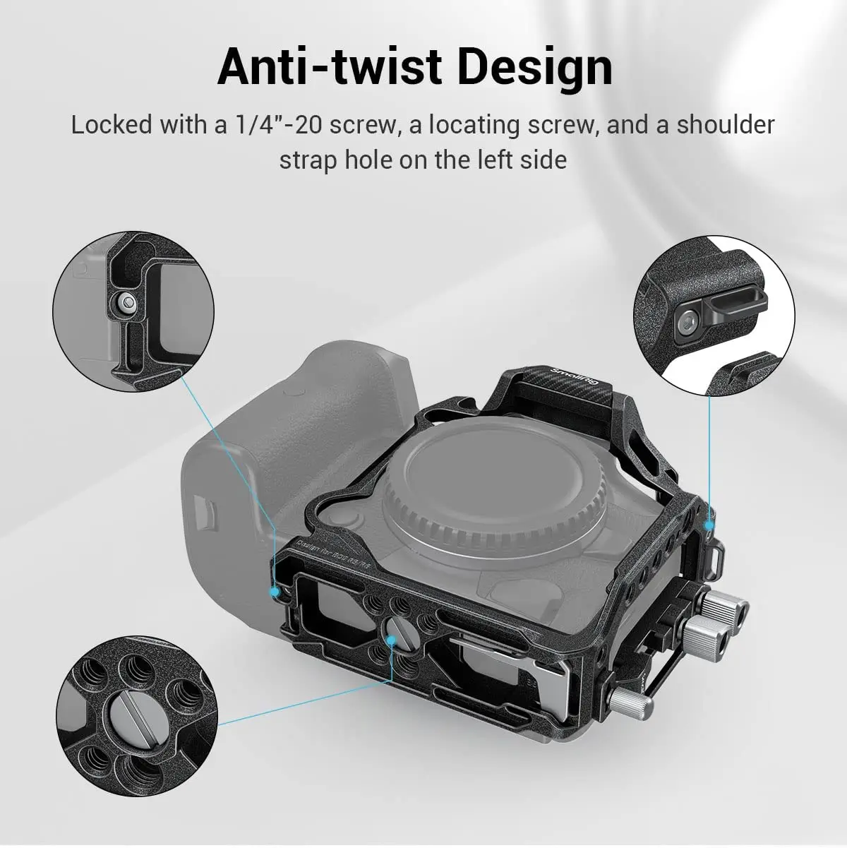 SmallRig EOS R5/EOS R5 C/EOS R6 “Black Mamba“ Camera Half Cage for Canon EOS R5/EOS R5 C/EOS R6 with Cable Clamp 3656 - Image 5