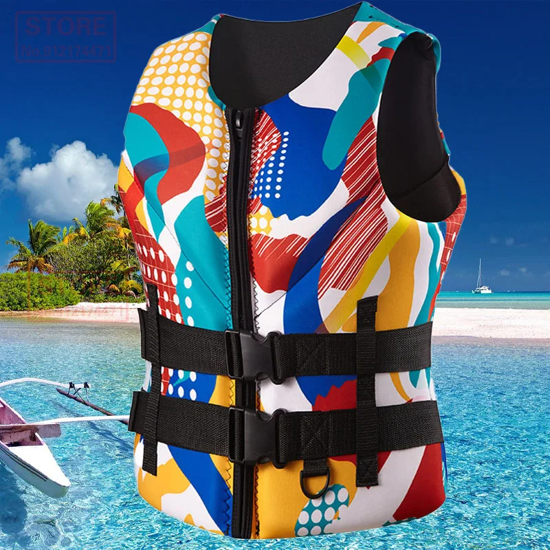Life Jacket for Adult Super Buoyancy Neoprene Life Jacket Surf Raft Kayak Fishing Jet Ski Water Sport Swimming Rescue Life Vest
