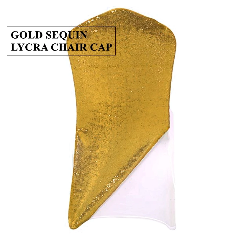 New Desgin Gold Spandex Chair Cap \ Hood Back Sequin Chair Sashes Fit For banquet Chair Cover Decorations