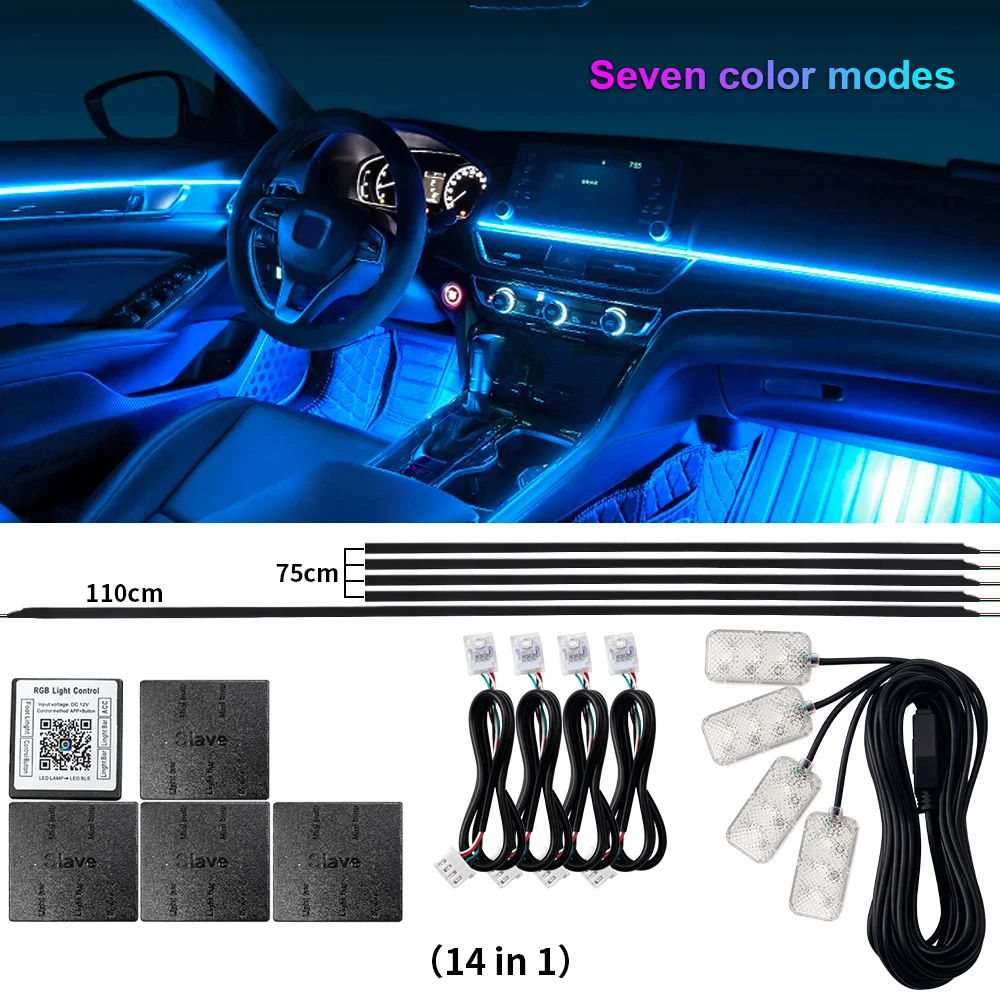 ตัวเลือกสินค้า แถบแสง LED สี RGB ปรับบรรยากาศภายในรถ