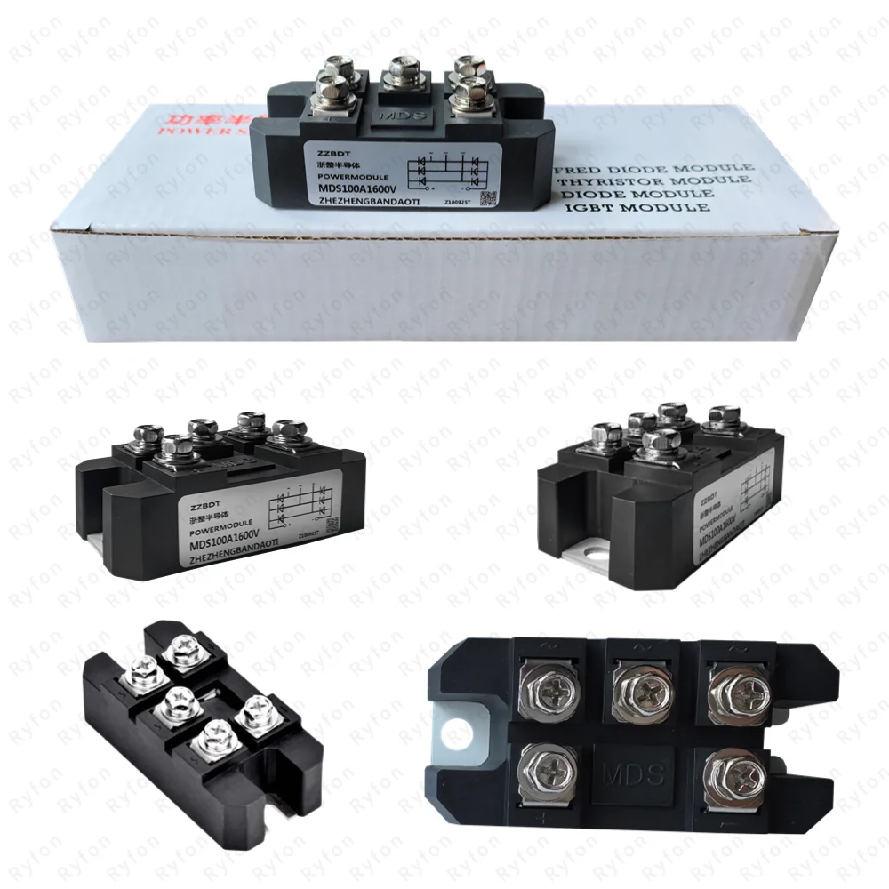 3상 고전력 브리지 정류기 AC-DC 다이오드 브리지 정류기 모듈 MDS100A 3상 정류기 모듈 0-1600V
