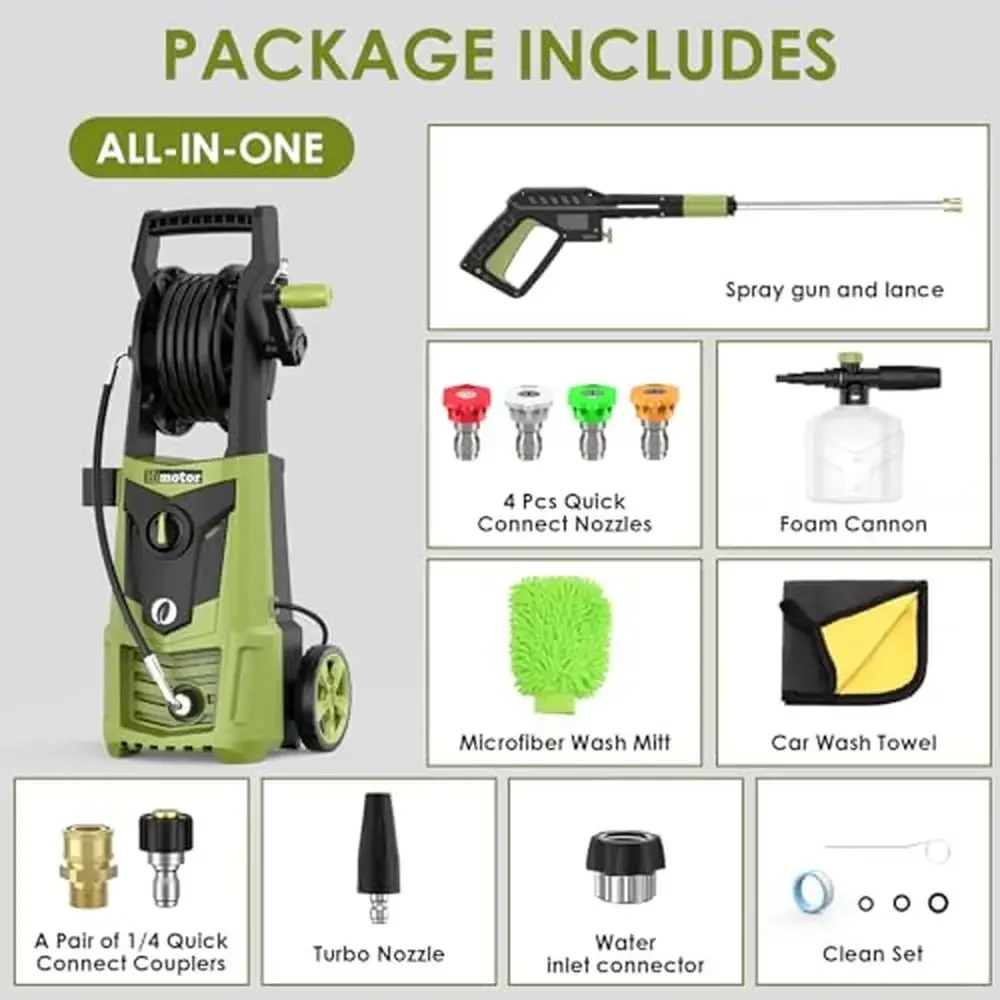 "4000PSI Electric Power Washer with Foam Cannon & Reel Hose" 2