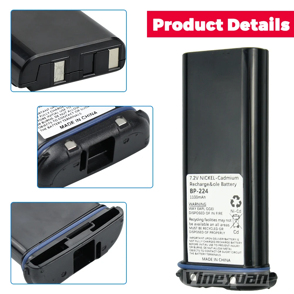 BP-224 7.2V 1100mAh NI-CD Battery Pack for ICOM IC-GM1600 IC-M21 IC-M2A IC-M31 IC-M32 IC-M33 IC-M34 IC-M35 IC-M36 Two-Way Radio