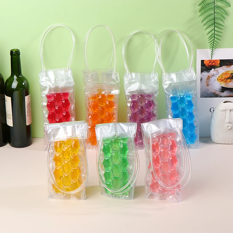 Portable Practical Champagne Beer Iced Tote Bag PVC Insulated Red Wine Handbag Holder Outdoor Wine Bottle Freezer Bag