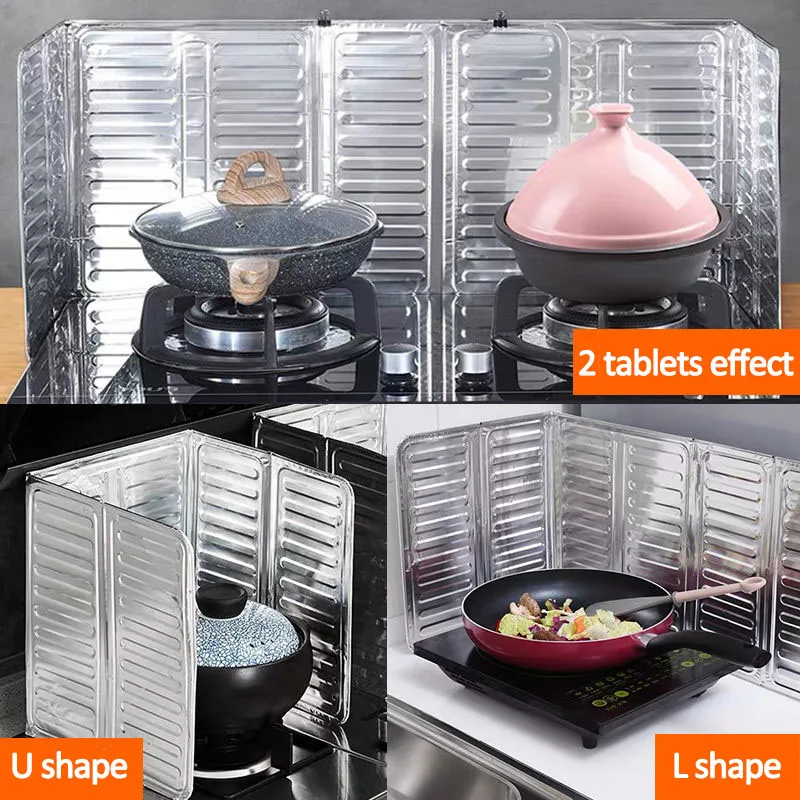 Kitchen Cooking Frying Oil Splashing Protection Gas Stove Removal Rust Kitchen Guard Against Stove Oil Splash Plate 1/2PCS/Set