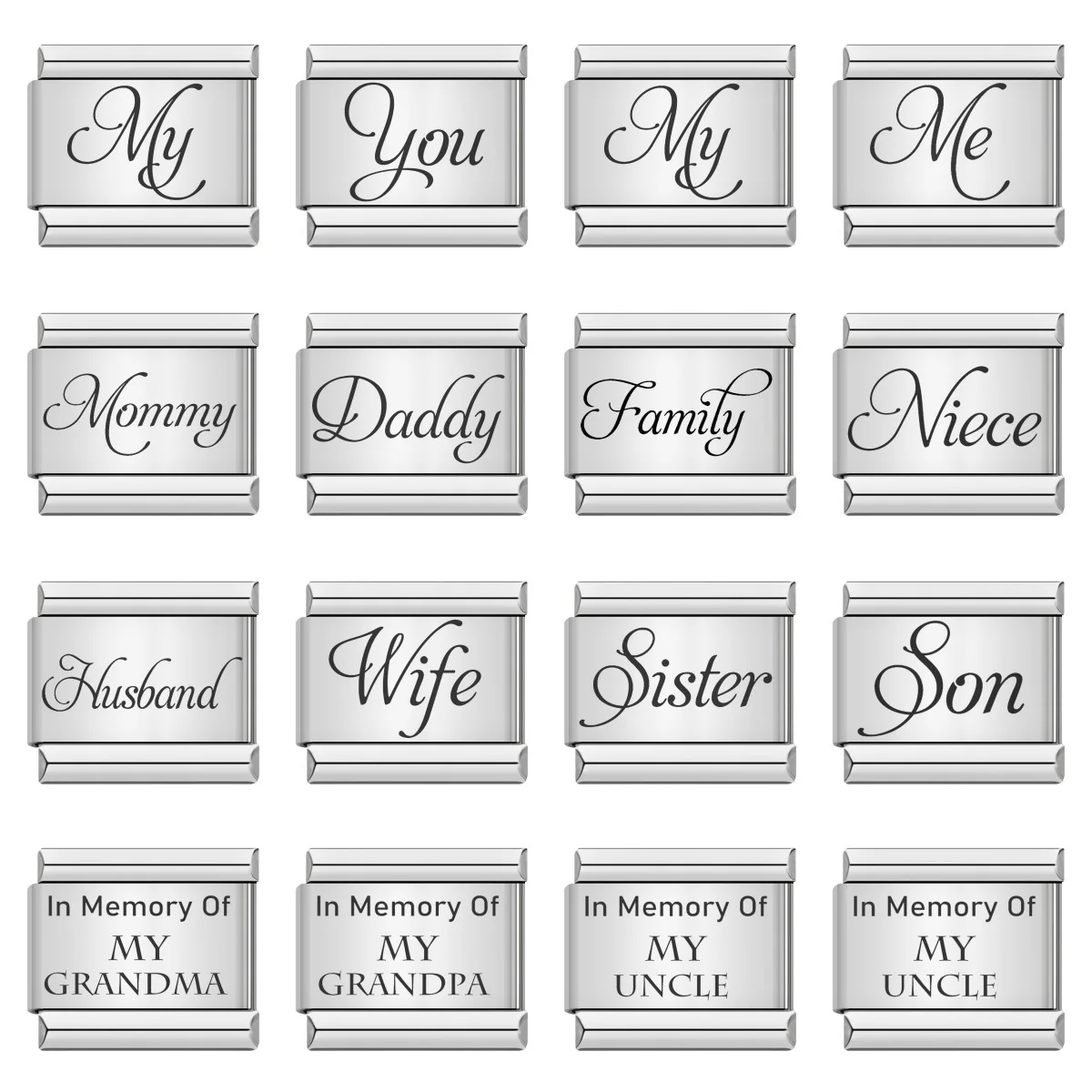 1 Stück New Brother Tante Son My Me Wife Opa Family Daddy Links Charm Fit 9mm Armband Edelstahl Schmuckherstellung – Detail 1