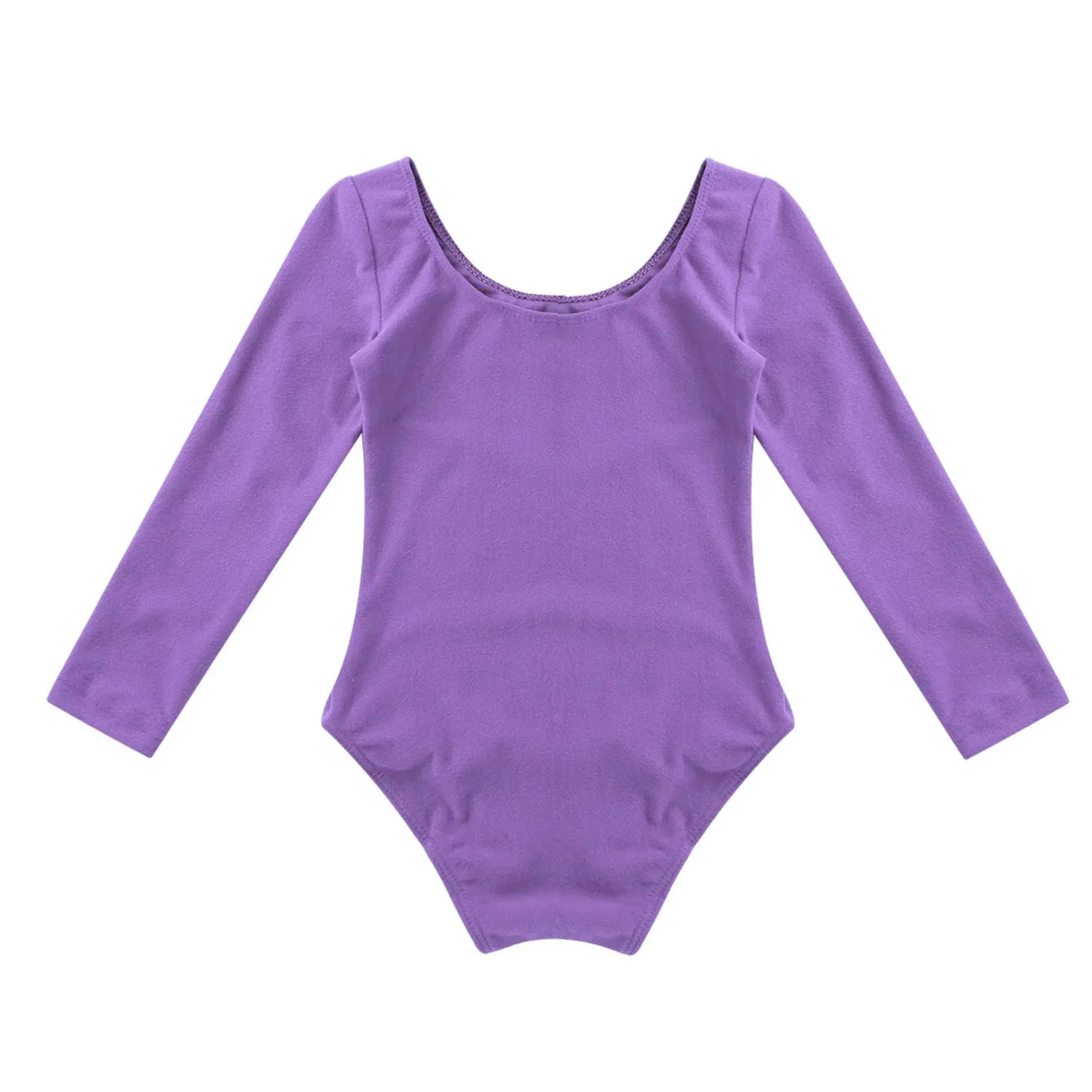 Kids Girls Long Sleeve Ballet Leotards Dance Costume Warm Solid Color Gymnastics Workout Training Bodysuit Dancer Wear