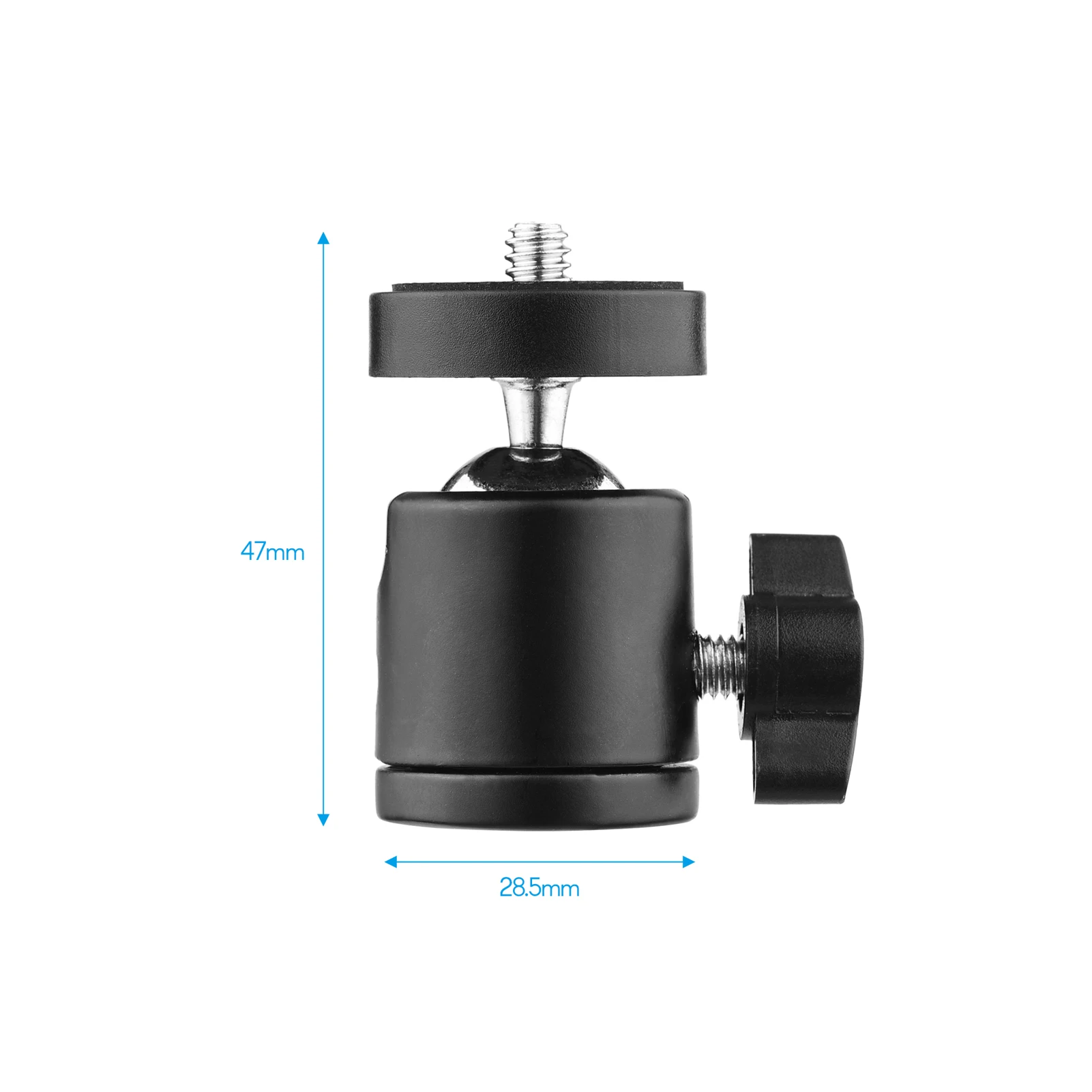 Mini Ball Head Tripod Head with Universal 1/4 & 3/8 Inch Screw Mounts for DSLR Cameras DV Flash Tripod Monopod Fill Light Sta