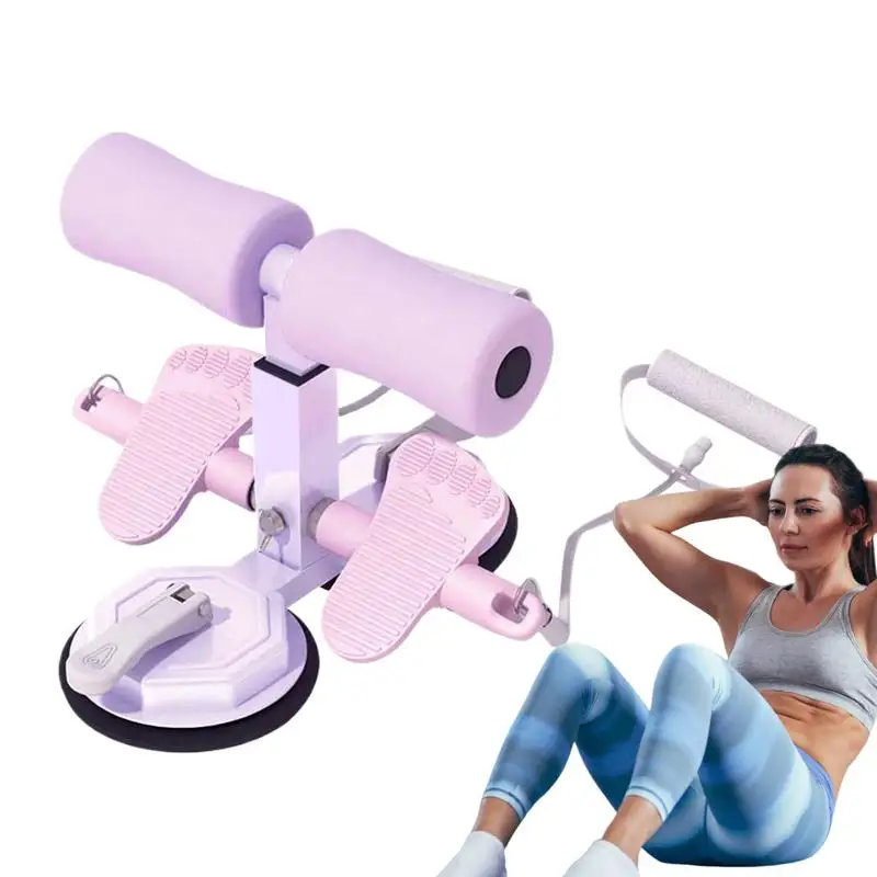 Sit Up Exercise Equipment Situp Bar with 2 Suction Cup Portable Adjustable Height Auxiliary Tool with Pull Rope for Ab Workout