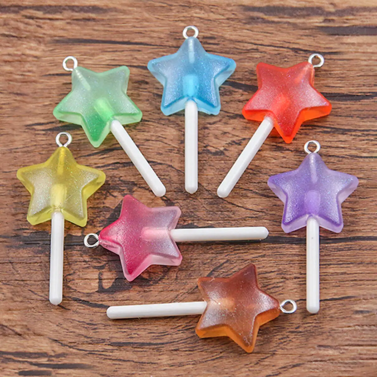10 Stück 3 Stile Mix Farbe Stern Runde Herz Lollipop Charms Diy Erkenntnisse 3D Schlüsselanhänger Armbänder Ohrringe Anhänger für Schmuckherstellung – Detail 16