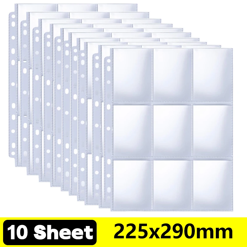 A4 Size 9-Pocket Double-Sided Trading Card Album Binder with Storage Sleeves