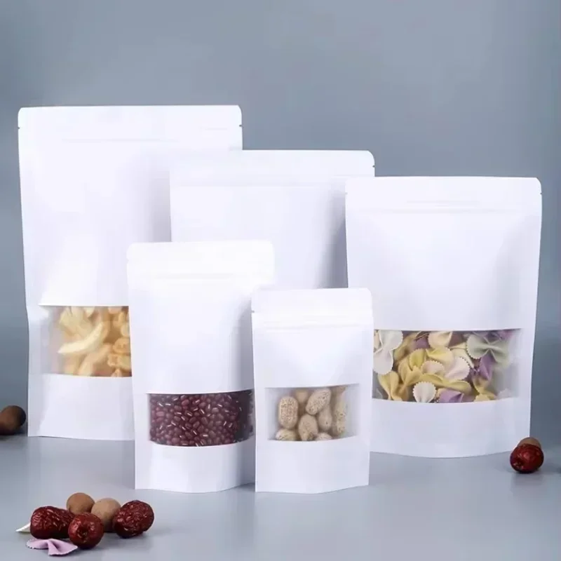 Bolsas De Papel Kraft Con Cierre Zip Y Ventana Mate - Ideales Para Envasar Alimentos, Té, Frutas Secas O Pequeños Productos