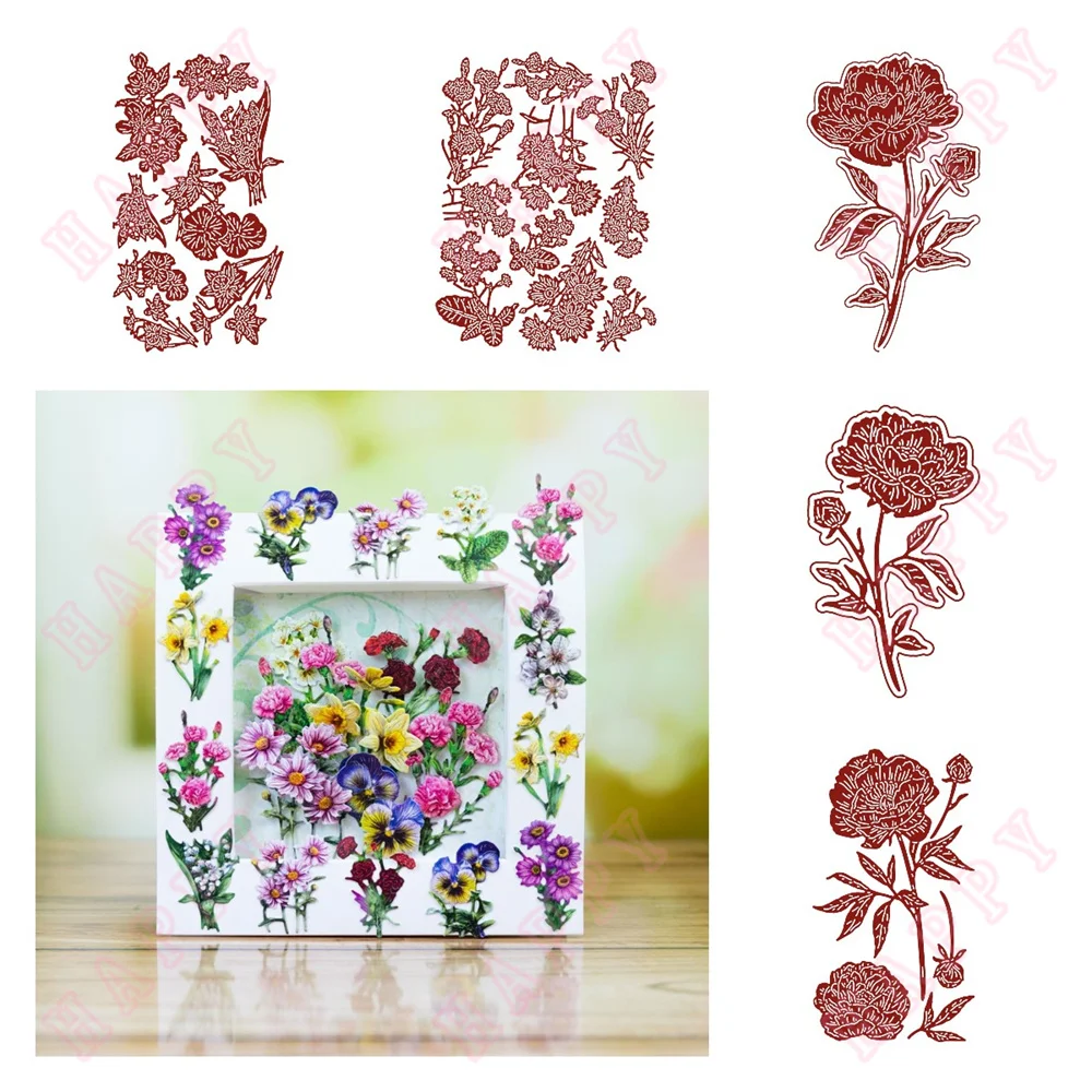 

Peony Flower Collection 2023 New Arrival Cut Die Various Card Series Scrapbook Paper Craft Knife Mould Blade Punch Beautiful Hot