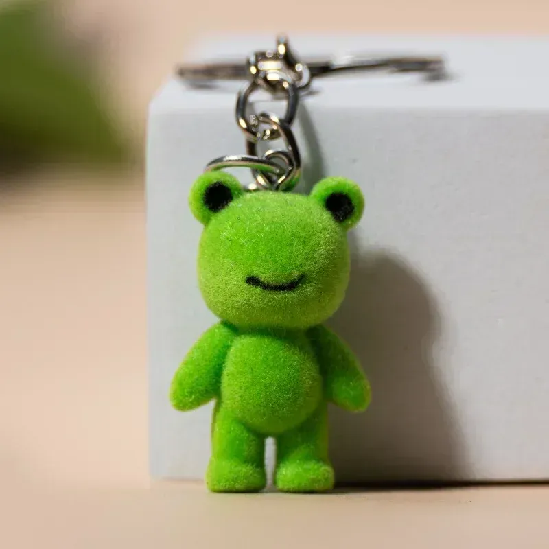 Cute Green Frog Key Chains Cartoon Small Frog Koala Rabbit Ornament Key Chain Funny Keychains for Children