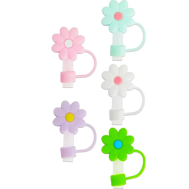 10PCS Silicone Straw Covers Cap Compatible with Stanley 30&40Oz Cup10mm  Cute Flower Straw Toppers,Reusable Dust-Proof Straw Caps - AliExpress