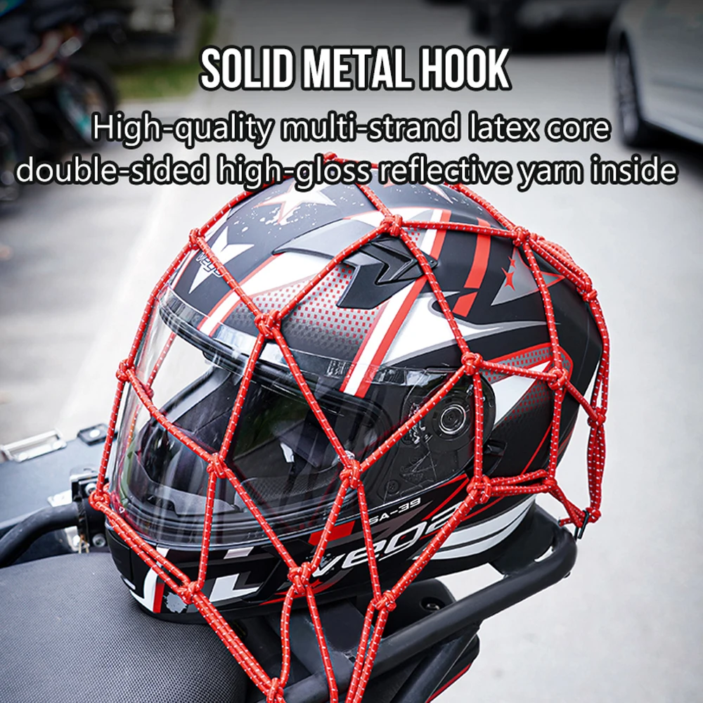 

PECHAM Reflective Moto Helmet Mesh Net Motorcycle Luggage Net Protective Gears Luggage Hooks Motorcycle Accessories Organizer