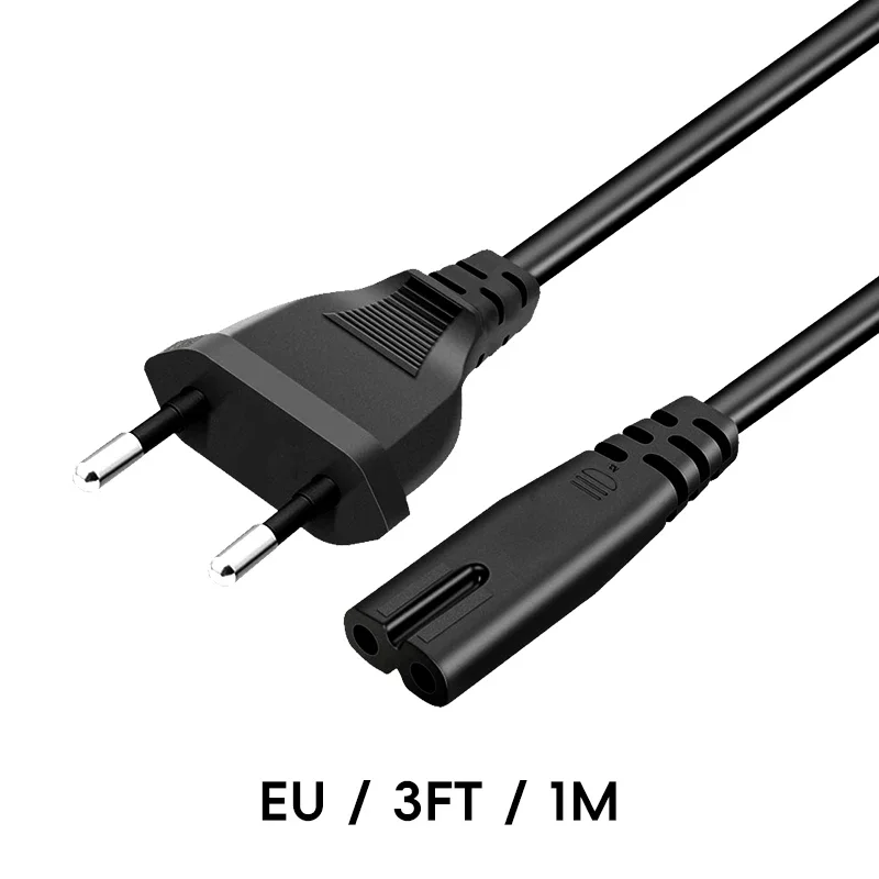 DATA FROG 1m 1,5m 3m EU-stekker 2-polige wisselstroomvoedingskabel AC-stekker Verlengsnoer voor PS4 PS5 Xbox Computer Laptop PC TV