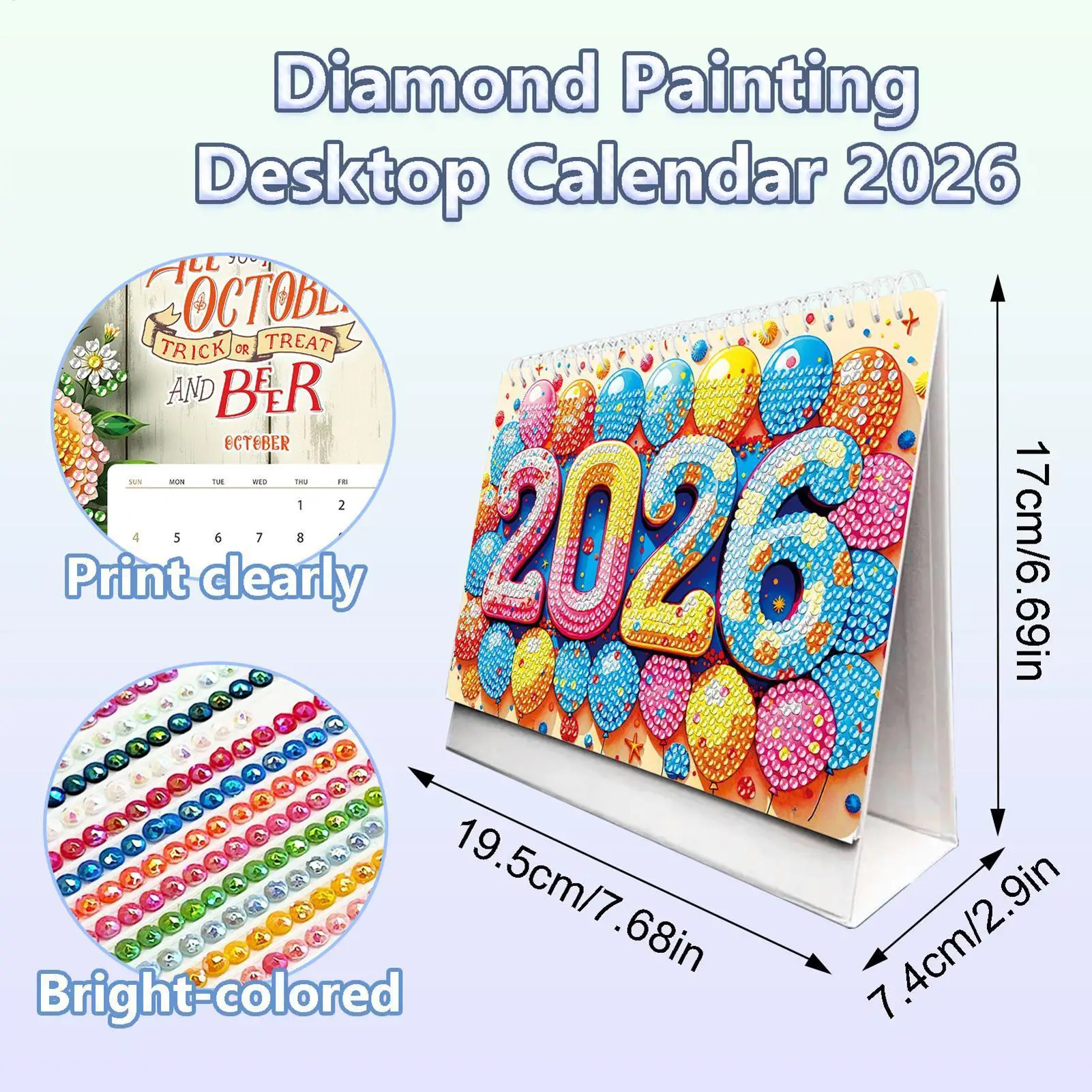 2026 Desktop Calendar Rhinestone Painting 2026 Desk Calendar Kit Monthly Planner Desktop Accessories For Teacher Student