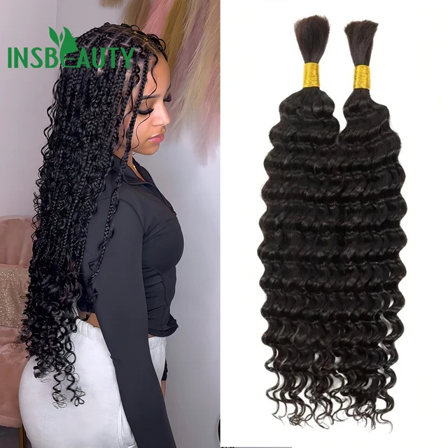 Human Hair Bulk No Weft For Braiding Curly Deep Wave Full Ends Extensions  Bulk Hair Bundles Wholesale For Boho Braids - AliExpress