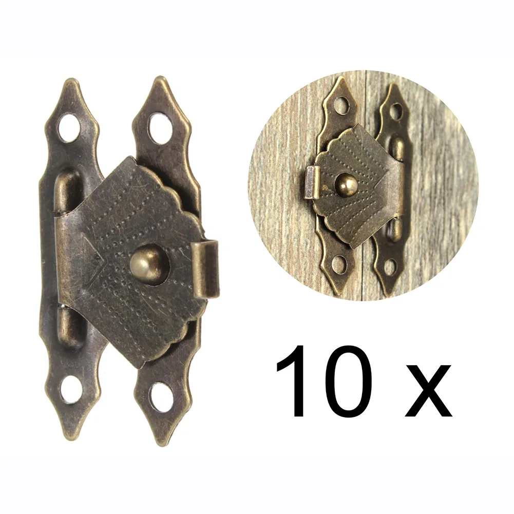 10Pcs Box Latch Clasps Antique Bronze Iron Jewelry Box Padlock Hasps Latch Clasp Lock 30*18mm