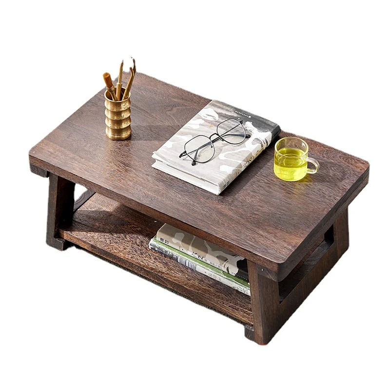 Small bay window table Tatami small table Bay window table tea table Kang table Solid wood low table sitting Japanese style
